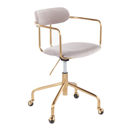 Demi Contemporary Office Chair in Gold Metal and Black Velvet