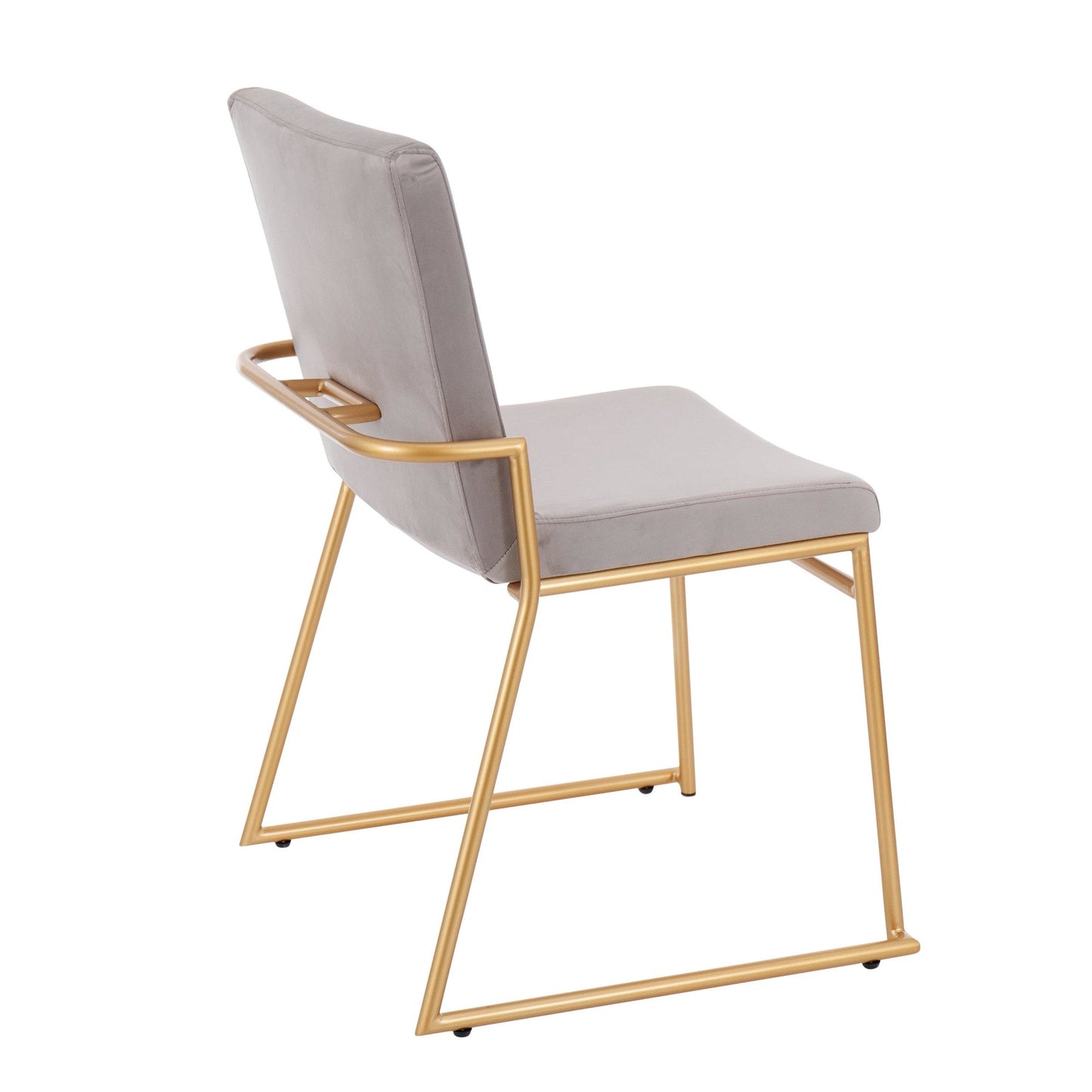 Dutchess Contemporary Dining Chair in Gold Steel and Black Faux Leather by LumiSource - Set of 2