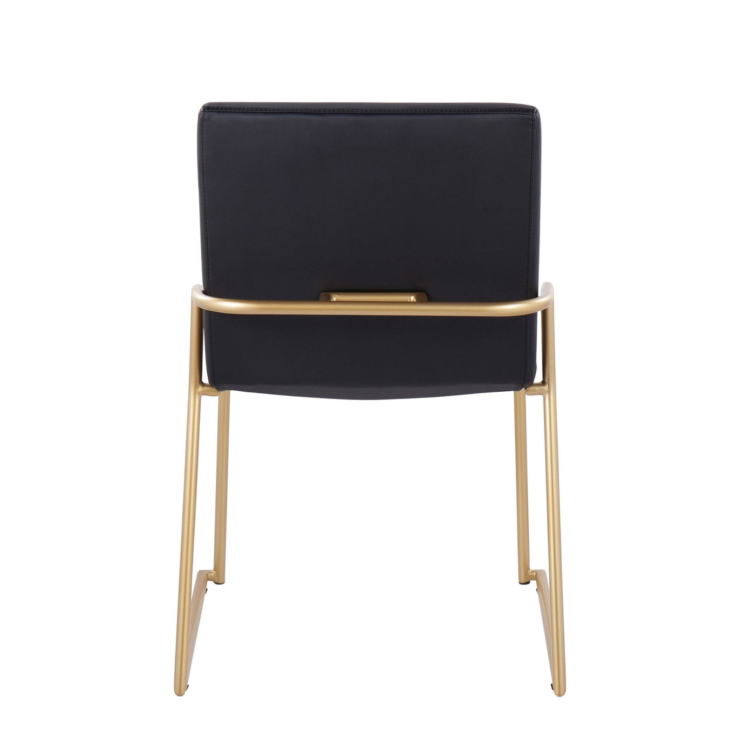 Dutchess Contemporary Dining Chair in Gold Steel and Black Faux Leather by LumiSource - Set of 2