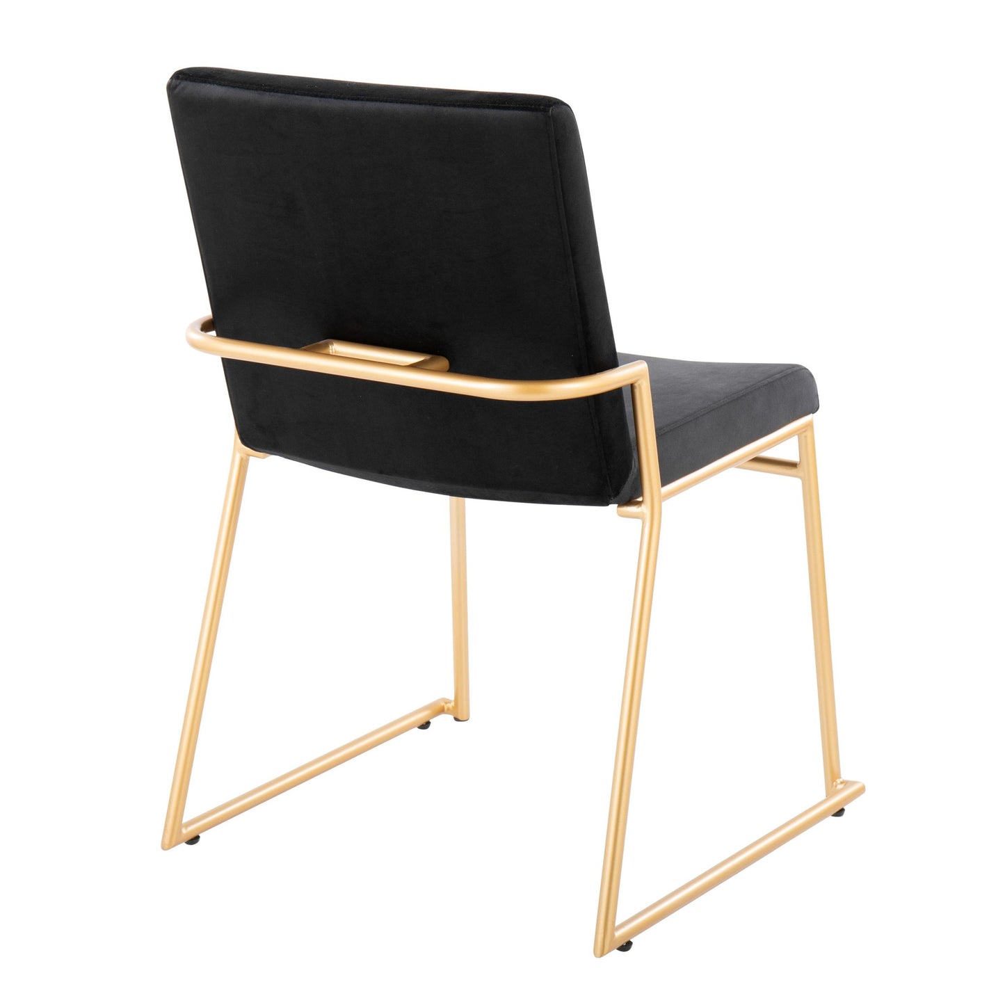 Dutchess Contemporary Dining Chair in Gold Steel and Black Faux Leather by LumiSource - Set of 2