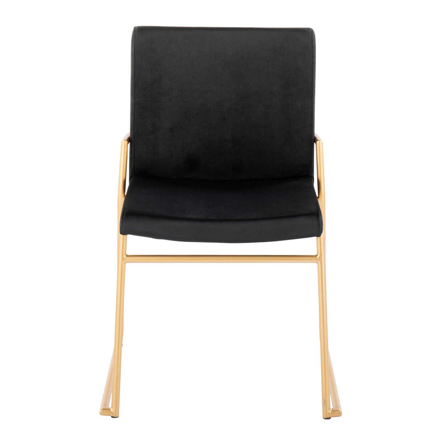 Dutchess Contemporary Dining Chair in Gold Steel and Black Faux Leather by LumiSource - Set of 2