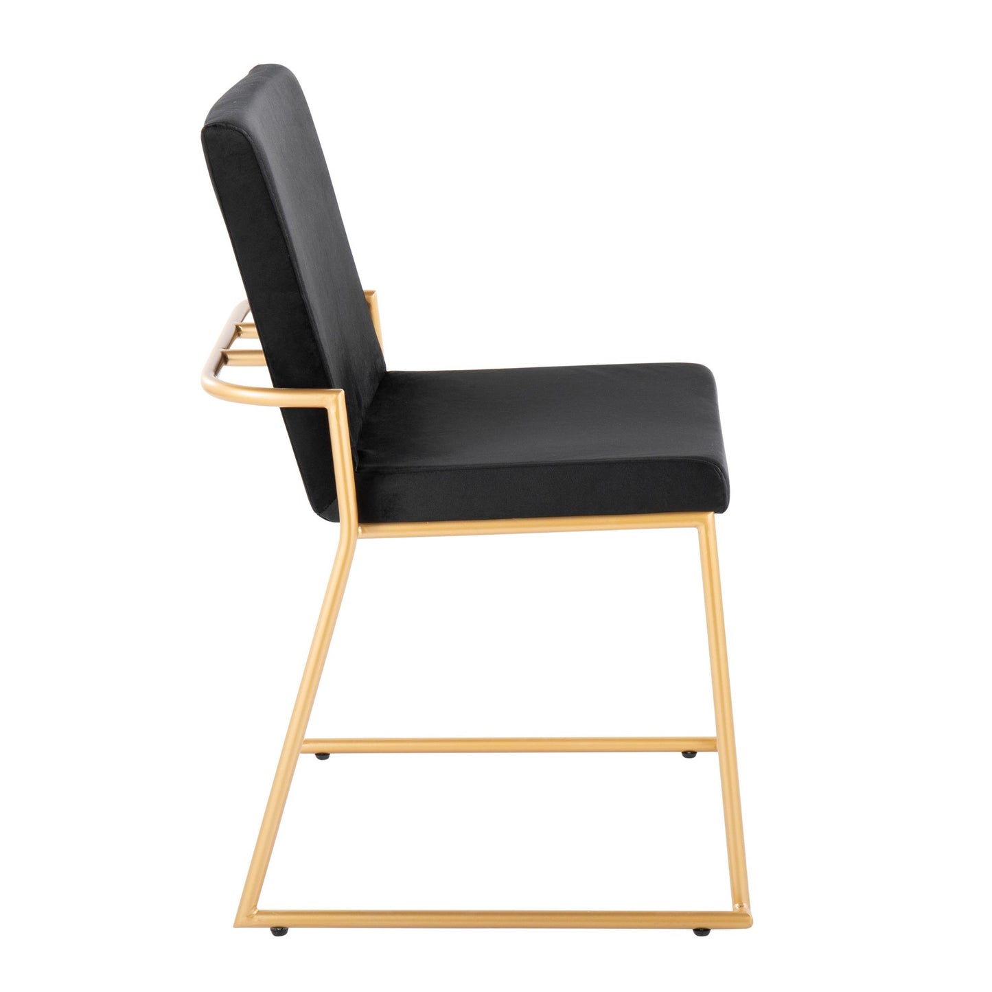 Dutchess Contemporary Dining Chair in Gold Steel and Black Faux Leather by LumiSource - Set of 2