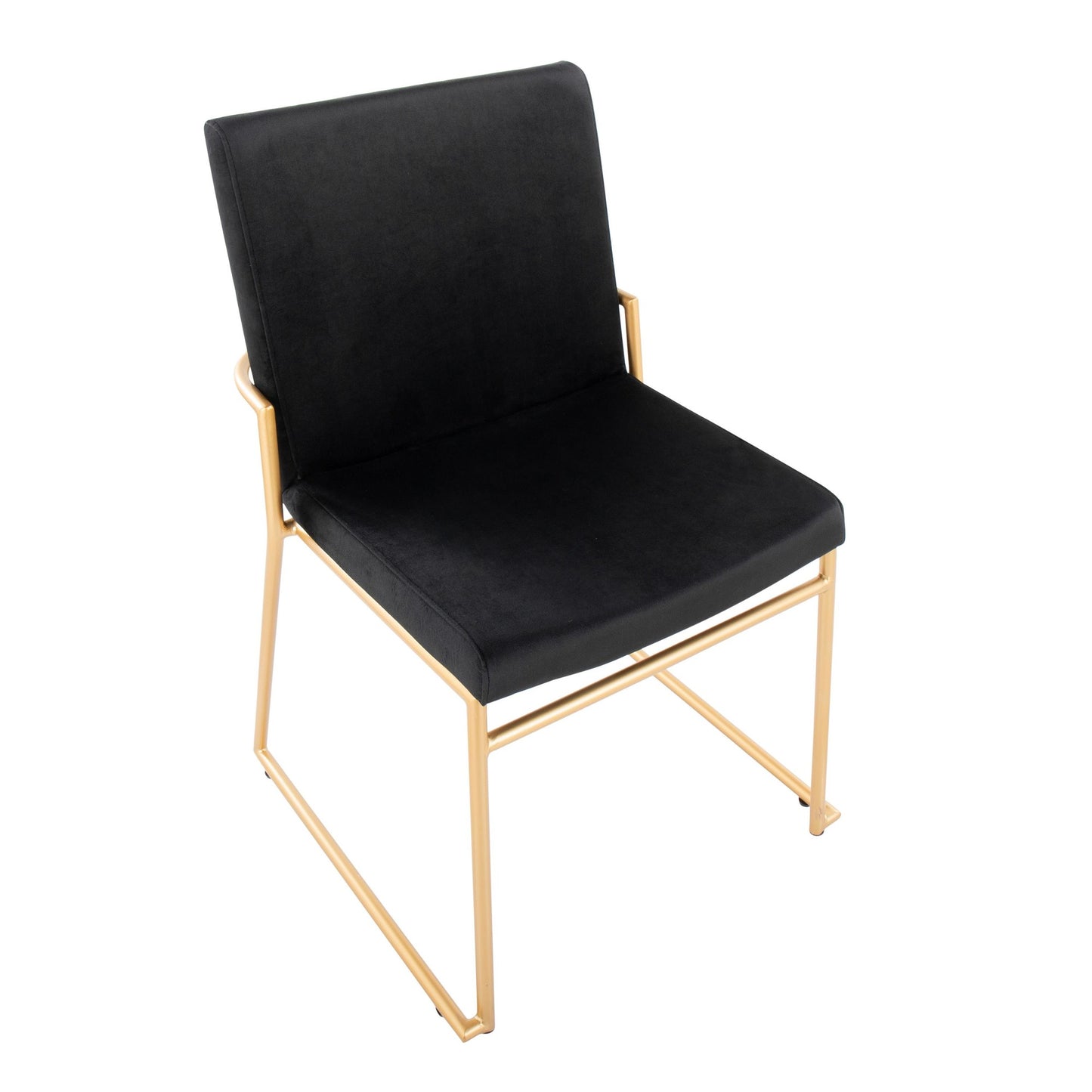 Dutchess Contemporary Dining Chair in Gold Steel and Black Faux Leather by LumiSource - Set of 2