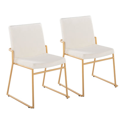 Dutchess Contemporary Dining Chair in Gold Steel and Black Faux Leather by LumiSource - Set of 2