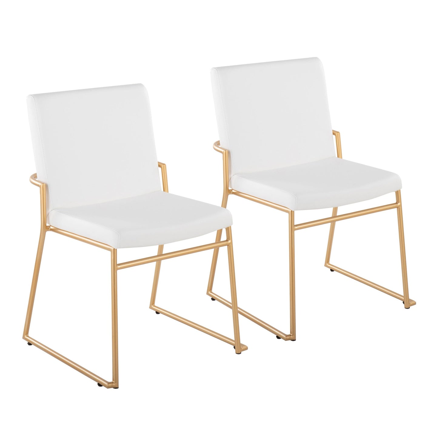 Dutchess Contemporary Dining Chair in Gold Steel and Black Faux Leather by LumiSource - Set of 2