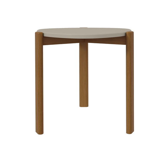 Manhattan Comfort Mid-Century Modern Gales End Table with Solid Wood Legs in Greige