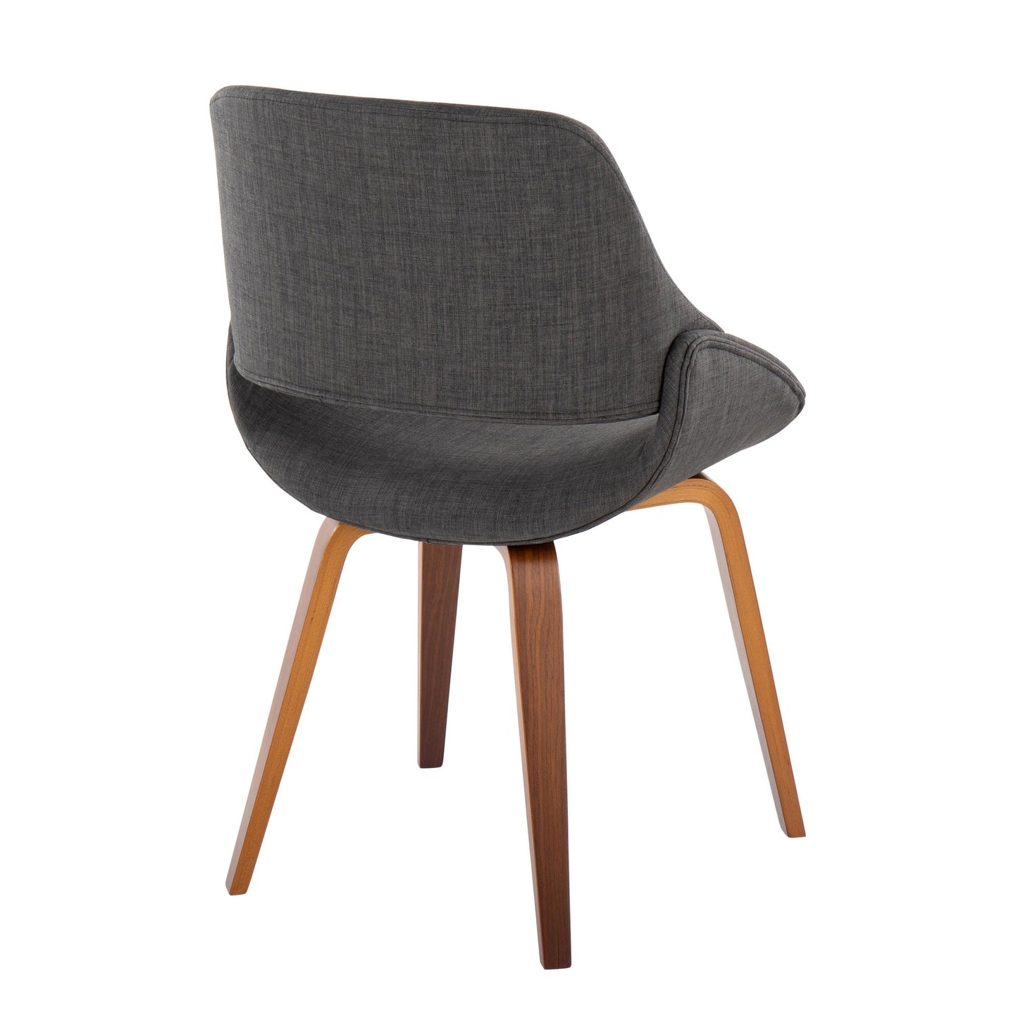 Fabrico Mid-Century Modern Dining/Accent Chair in Walnut and Charcoal Fabric by LumiSource - Set of 2