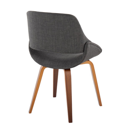 Fabrico Mid-Century Modern Dining/Accent Chair in Walnut and Charcoal Fabric by LumiSource - Set of 2