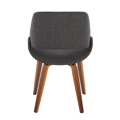 Fabrico Mid-Century Modern Dining/Accent Chair in Walnut and Charcoal Fabric by LumiSource - Set of 2