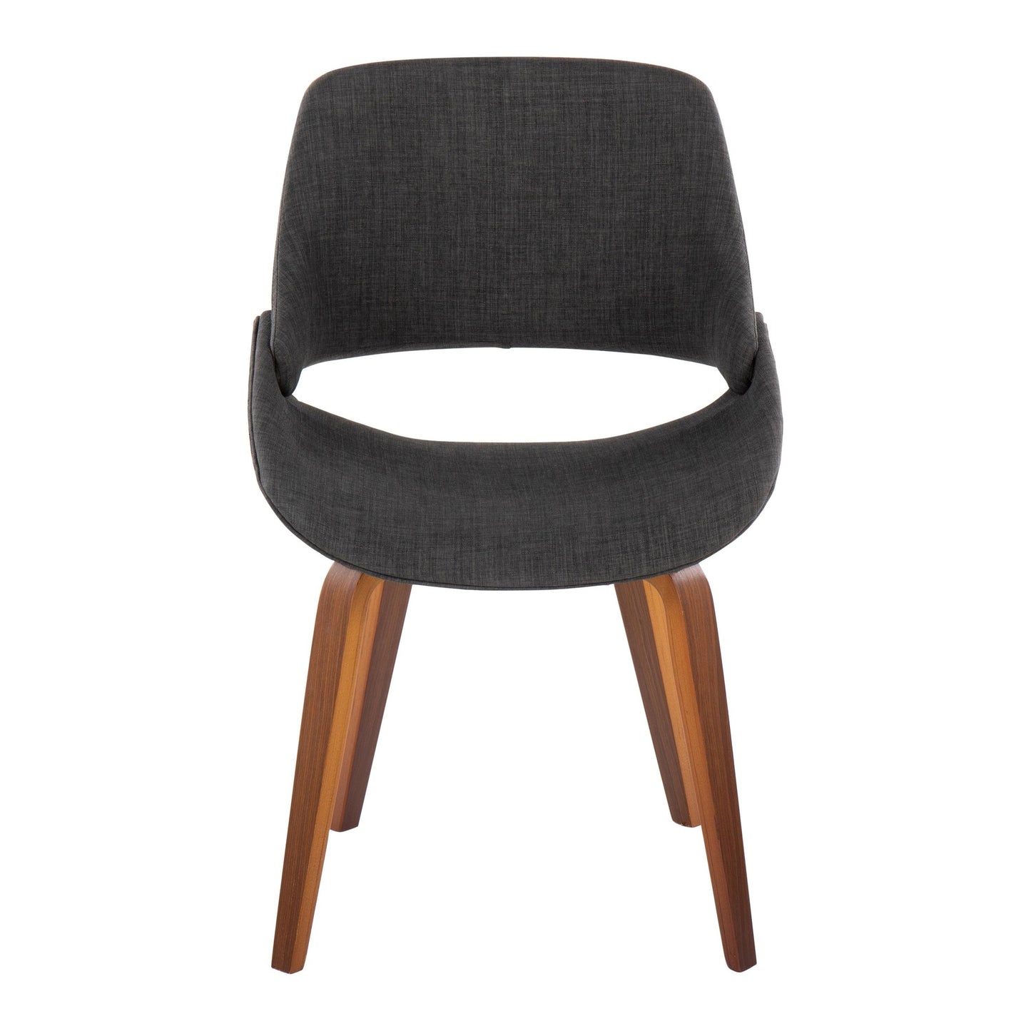 Fabrico Mid-Century Modern Dining/Accent Chair in Walnut and Charcoal Fabric by LumiSource - Set of 2