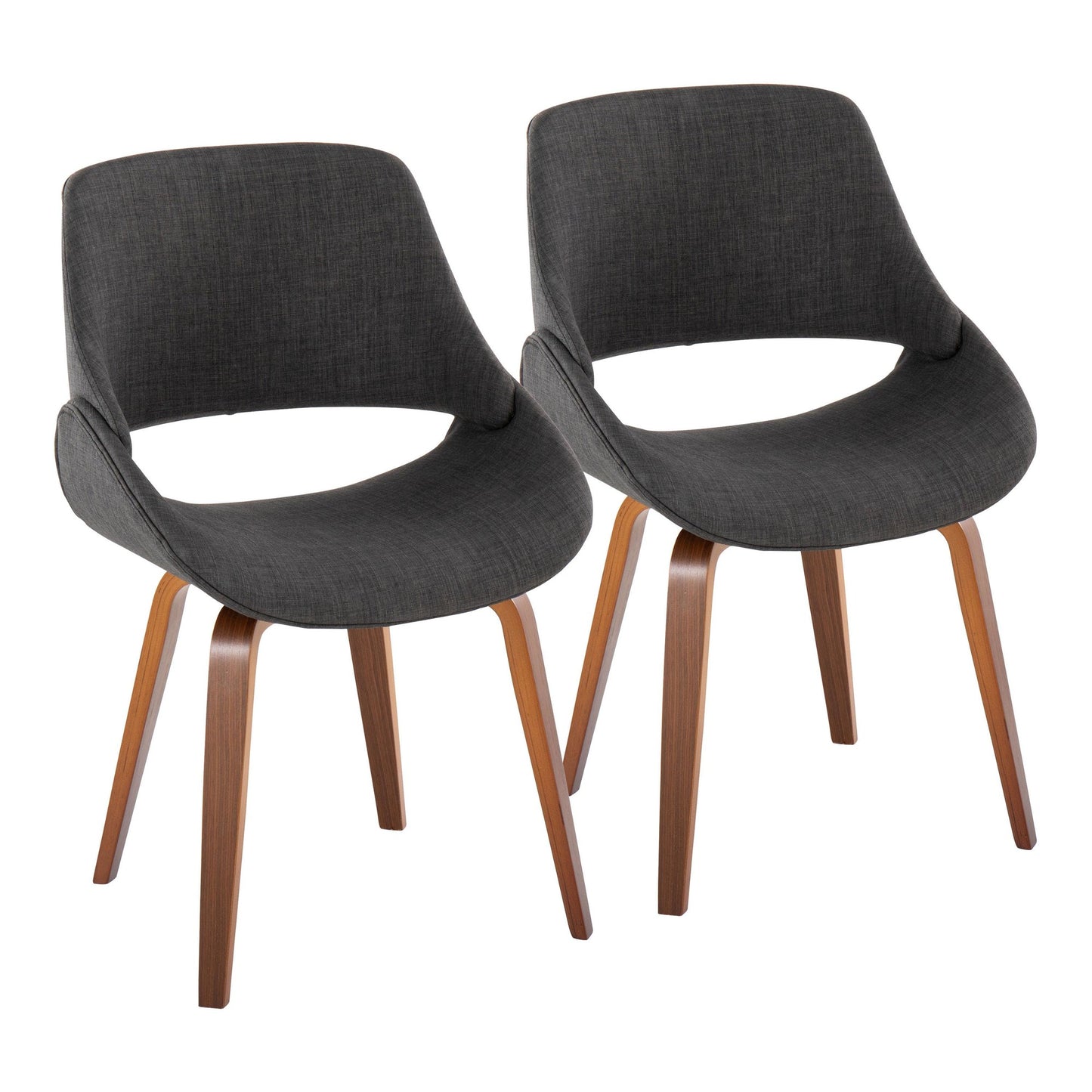 Fabrico Mid-Century Modern Dining/Accent Chair in Walnut and Charcoal Fabric by LumiSource - Set of 2