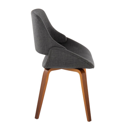 Fabrico Mid-Century Modern Dining/Accent Chair in Walnut and Charcoal Fabric by LumiSource - Set of 2