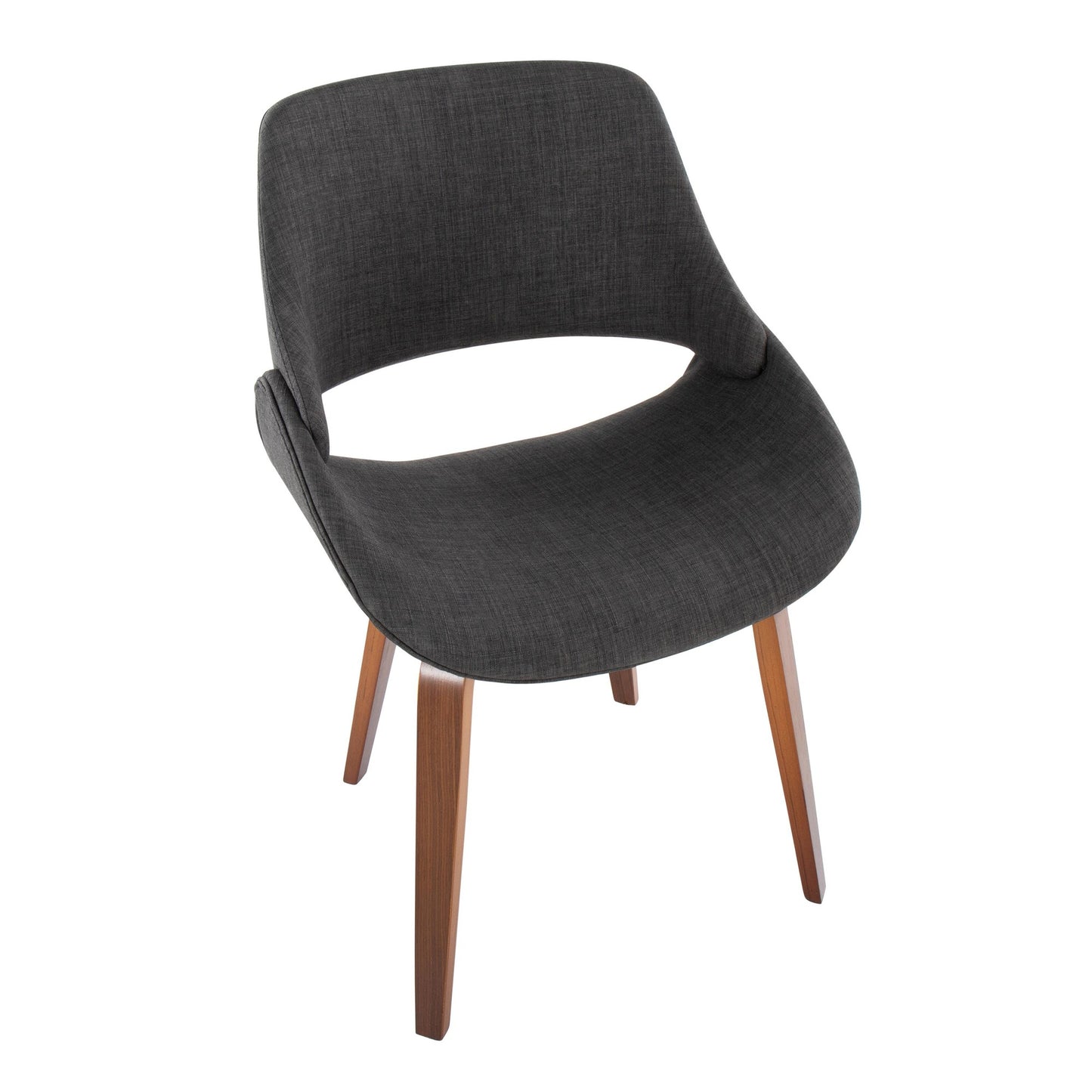 Fabrico Mid-Century Modern Dining/Accent Chair in Walnut and Charcoal Fabric by LumiSource - Set of 2
