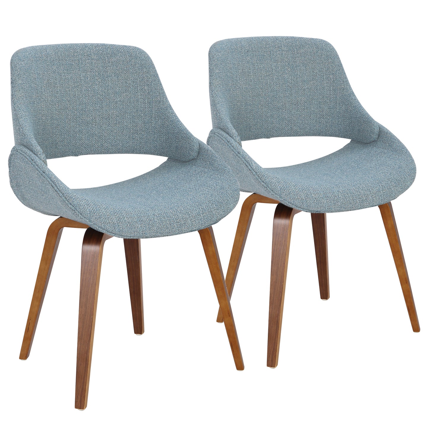 Fabrico Mid-Century Modern Dining/Accent Chair in Walnut and Charcoal Fabric by LumiSource - Set of 2