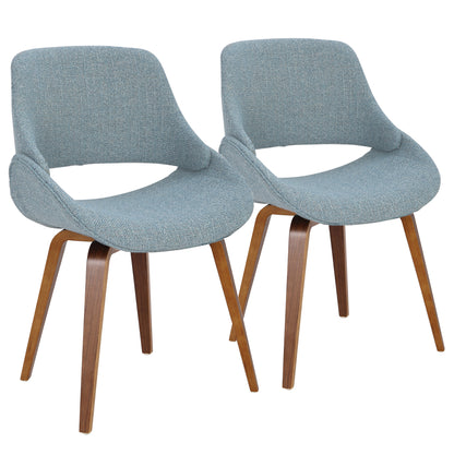 Fabrico Mid-Century Modern Dining/Accent Chair in Walnut and Charcoal Fabric by LumiSource - Set of 2