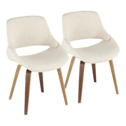 Fabrico Mid-Century Modern Dining/Accent Chair in Walnut and Charcoal Fabric by LumiSource - Set of 2