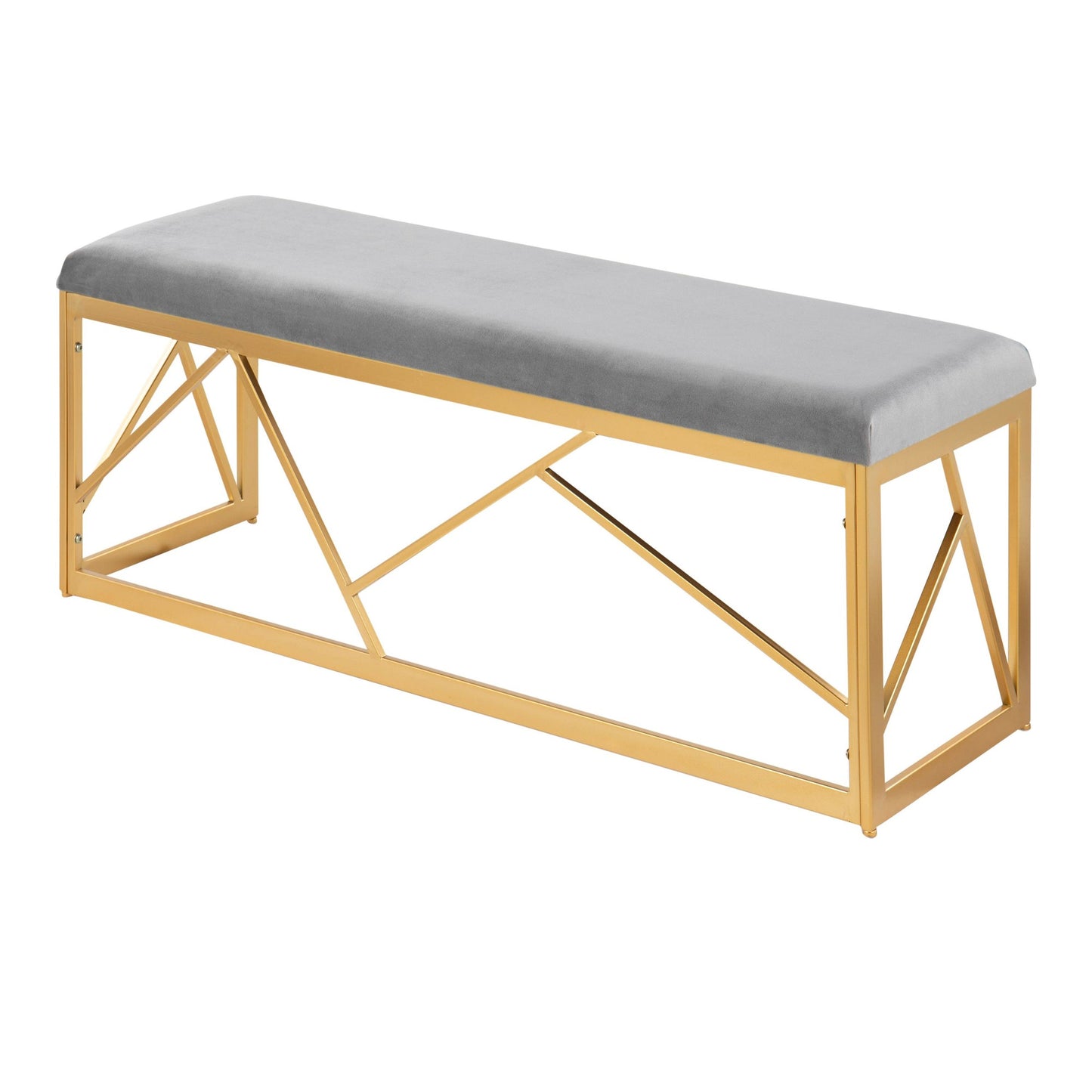 Folia Glam Metal Bench in Gold Steel and Black Velvet