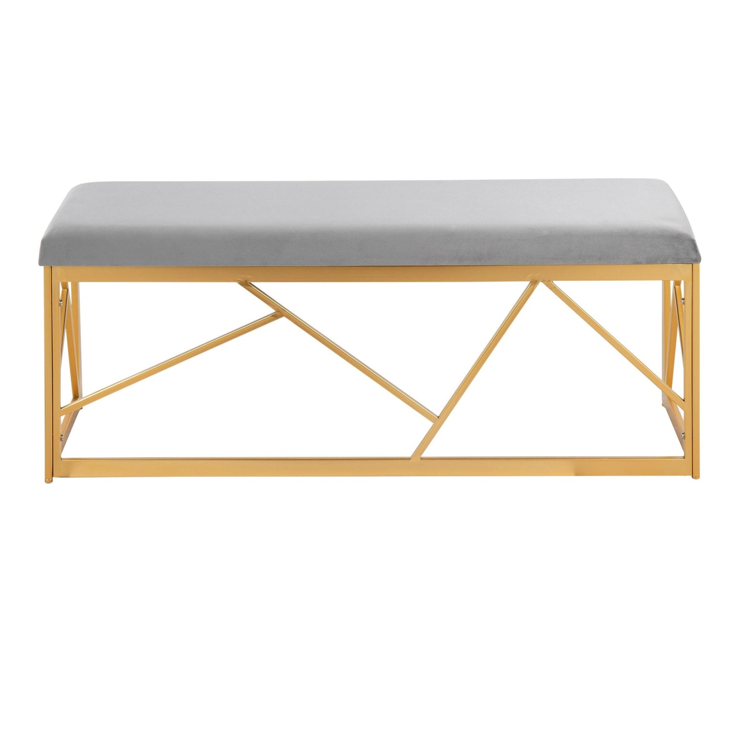 Folia Glam Metal Bench in Gold Steel and Black Velvet