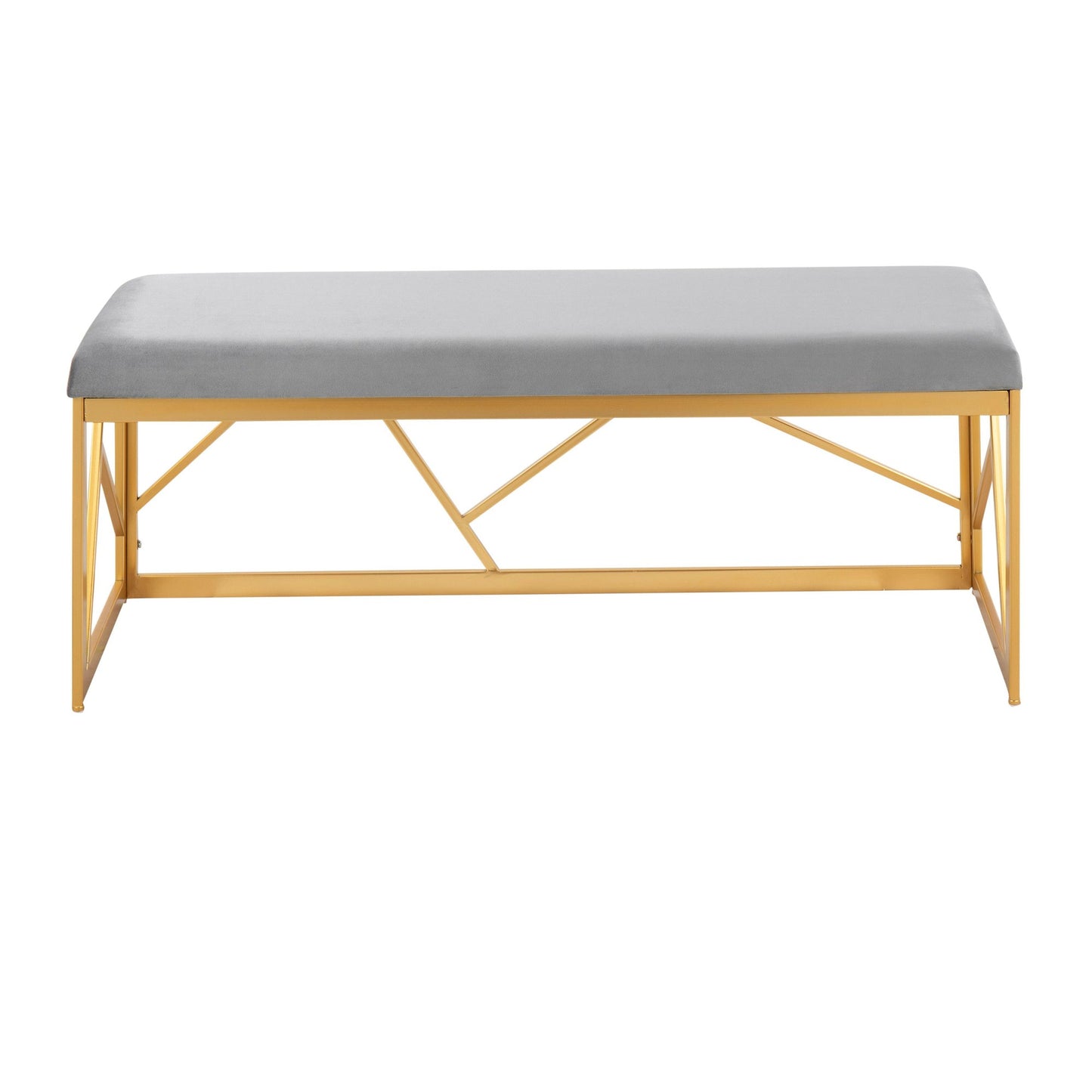 Folia Glam Metal Bench in Gold Steel and Black Velvet