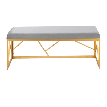 Folia Glam Metal Bench in Gold Steel and Black Velvet