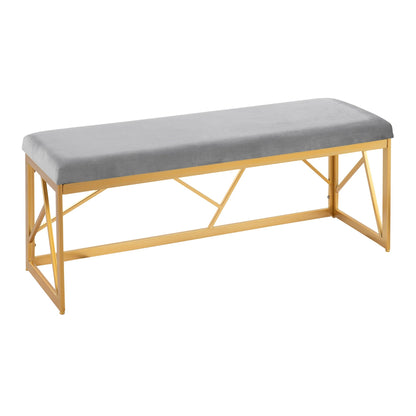 Folia Glam Metal Bench in Gold Steel and Black Velvet