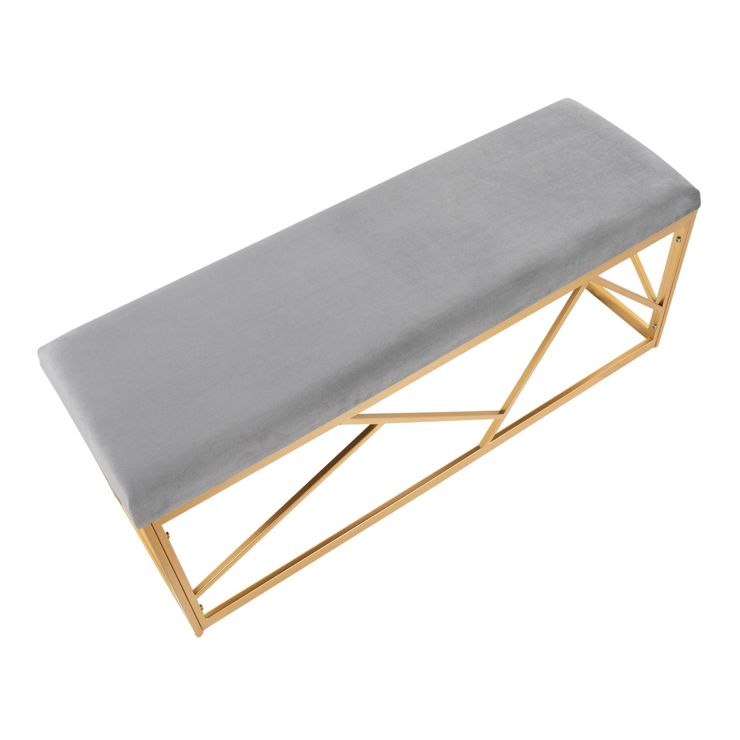 Folia Glam Metal Bench in Gold Steel and Black Velvet