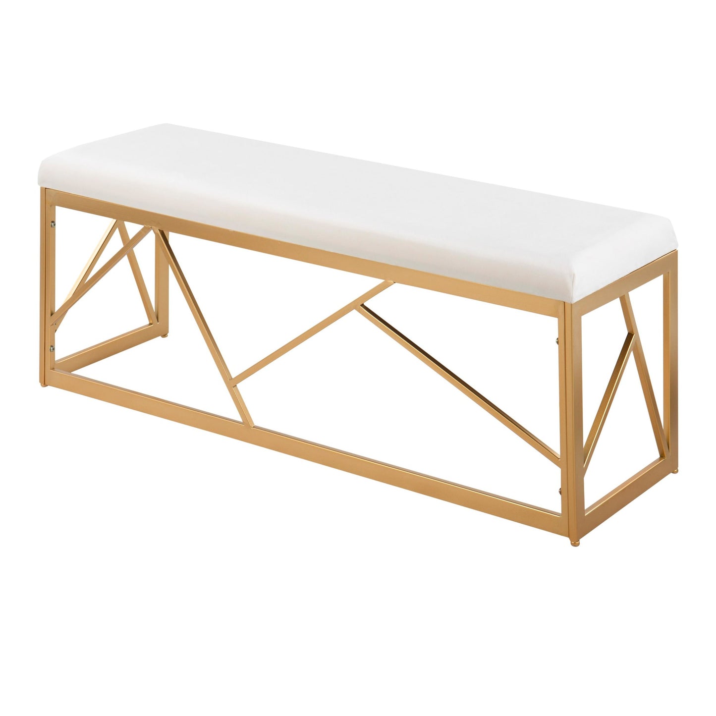 Folia Glam Metal Bench in Gold Steel and Black Velvet
