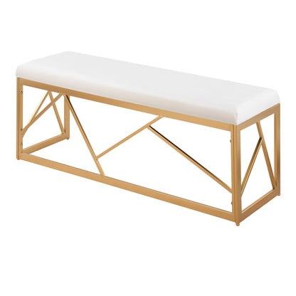 Folia Glam Metal Bench in Gold Steel and Black Velvet