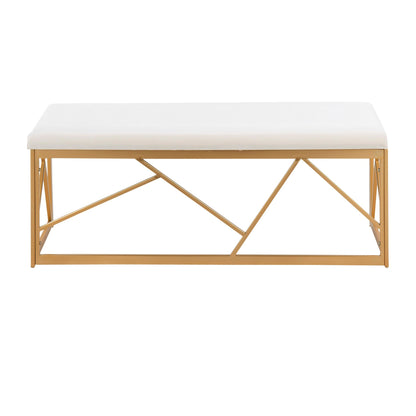 Folia Glam Metal Bench in Gold Steel and Black Velvet