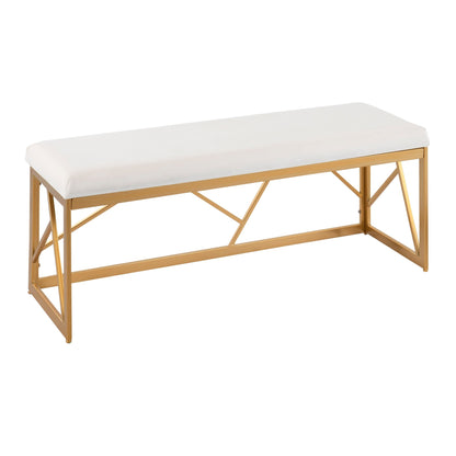 Folia Glam Metal Bench in Gold Steel and Black Velvet