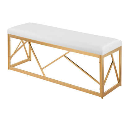 Folia Glam Metal Bench in Gold Steel and Black Velvet