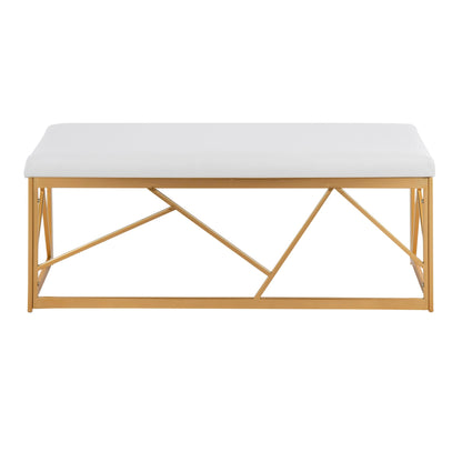 Folia Glam Metal Bench in Gold Steel and Black Velvet