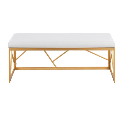 Folia Glam Metal Bench in Gold Steel and Black Velvet
