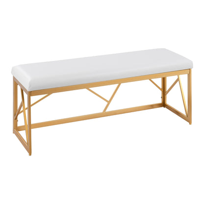 Folia Glam Metal Bench in Gold Steel and Black Velvet