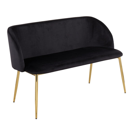 Fran Glam Bench in Gold Steel and Black Velvet