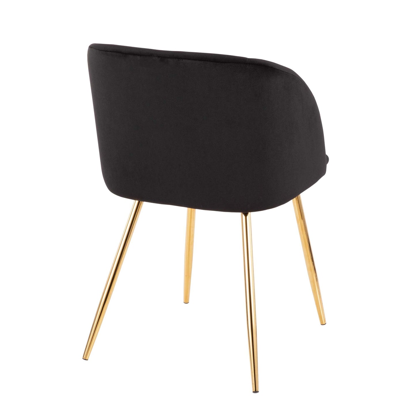Fran Contemporary Chair in Gold Metal and Black Velvet   - Set of 2