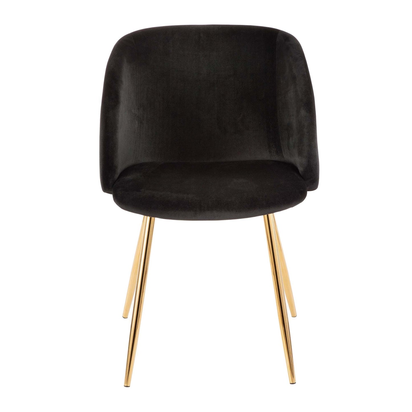 Fran Contemporary Chair in Gold Metal and Black Velvet   - Set of 2
