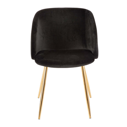 Fran Contemporary Chair in Gold Metal and Black Velvet   - Set of 2