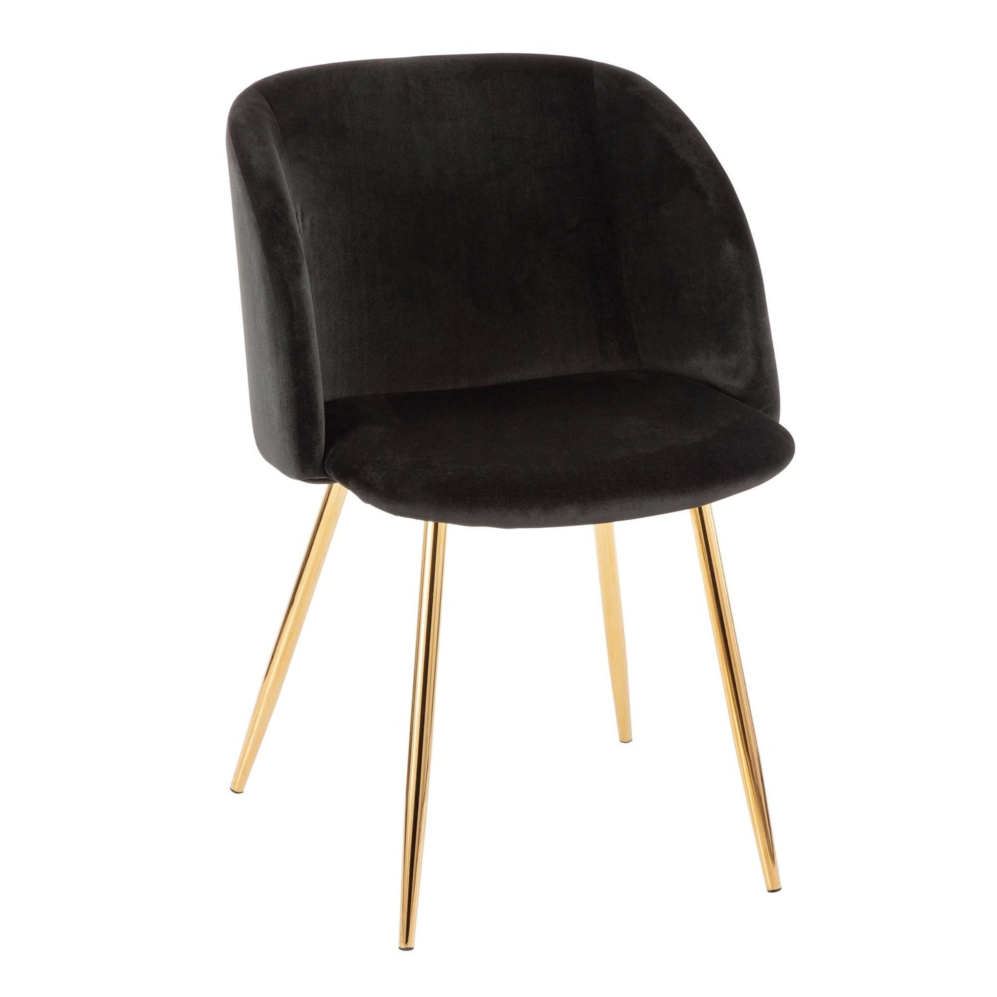 Fran Contemporary Chair in Gold Metal and Black Velvet   - Set of 2