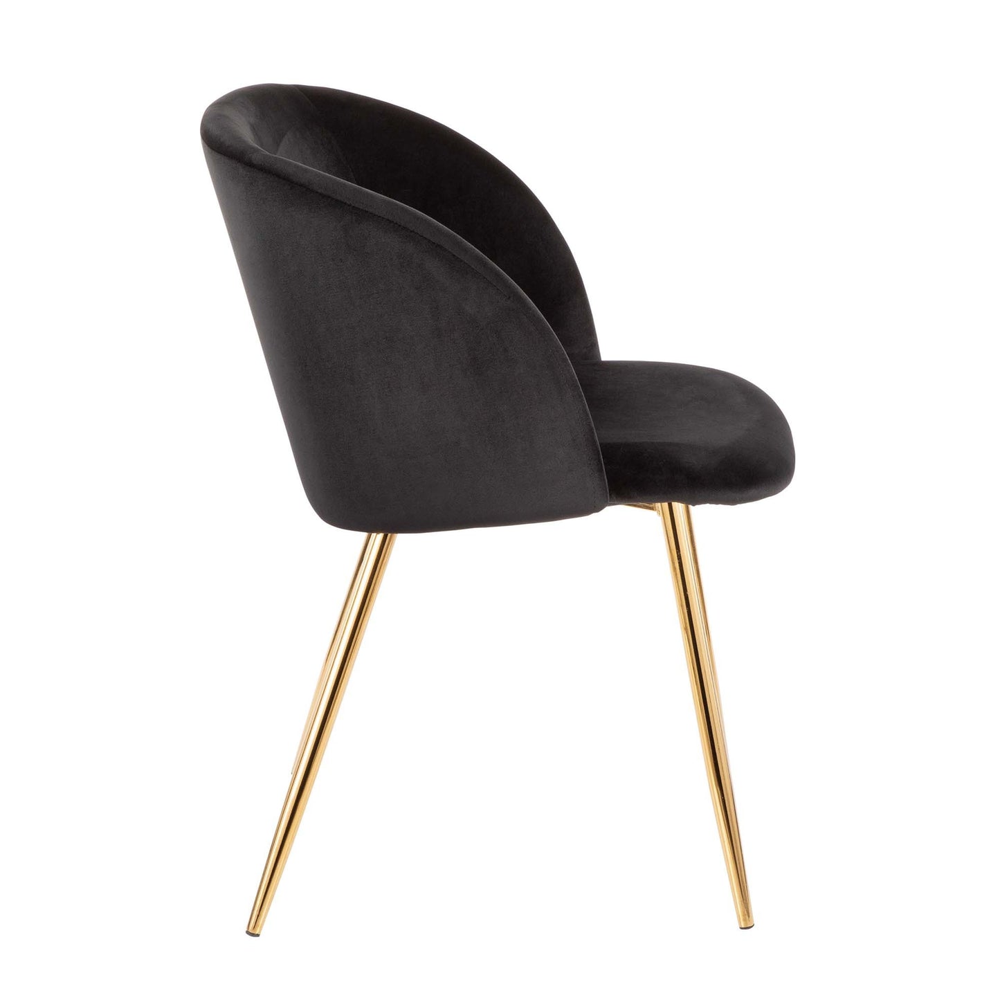 Fran Contemporary Chair in Gold Metal and Black Velvet   - Set of 2