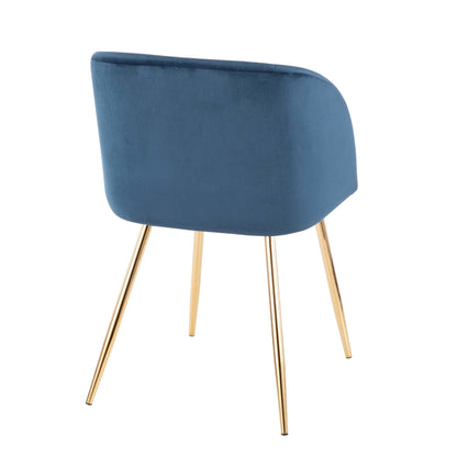 Fran Contemporary Chair in Gold Metal and Black Velvet   - Set of 2