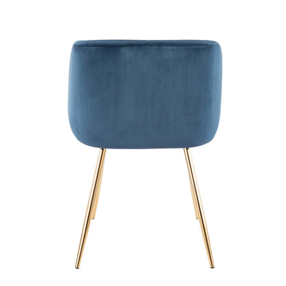 Fran Contemporary Chair in Gold Metal and Black Velvet   - Set of 2