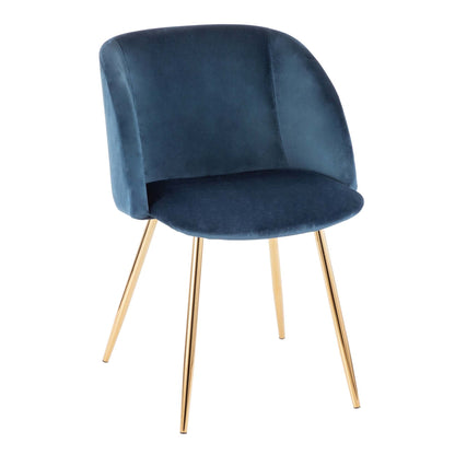 Fran Contemporary Chair in Gold Metal and Black Velvet   - Set of 2