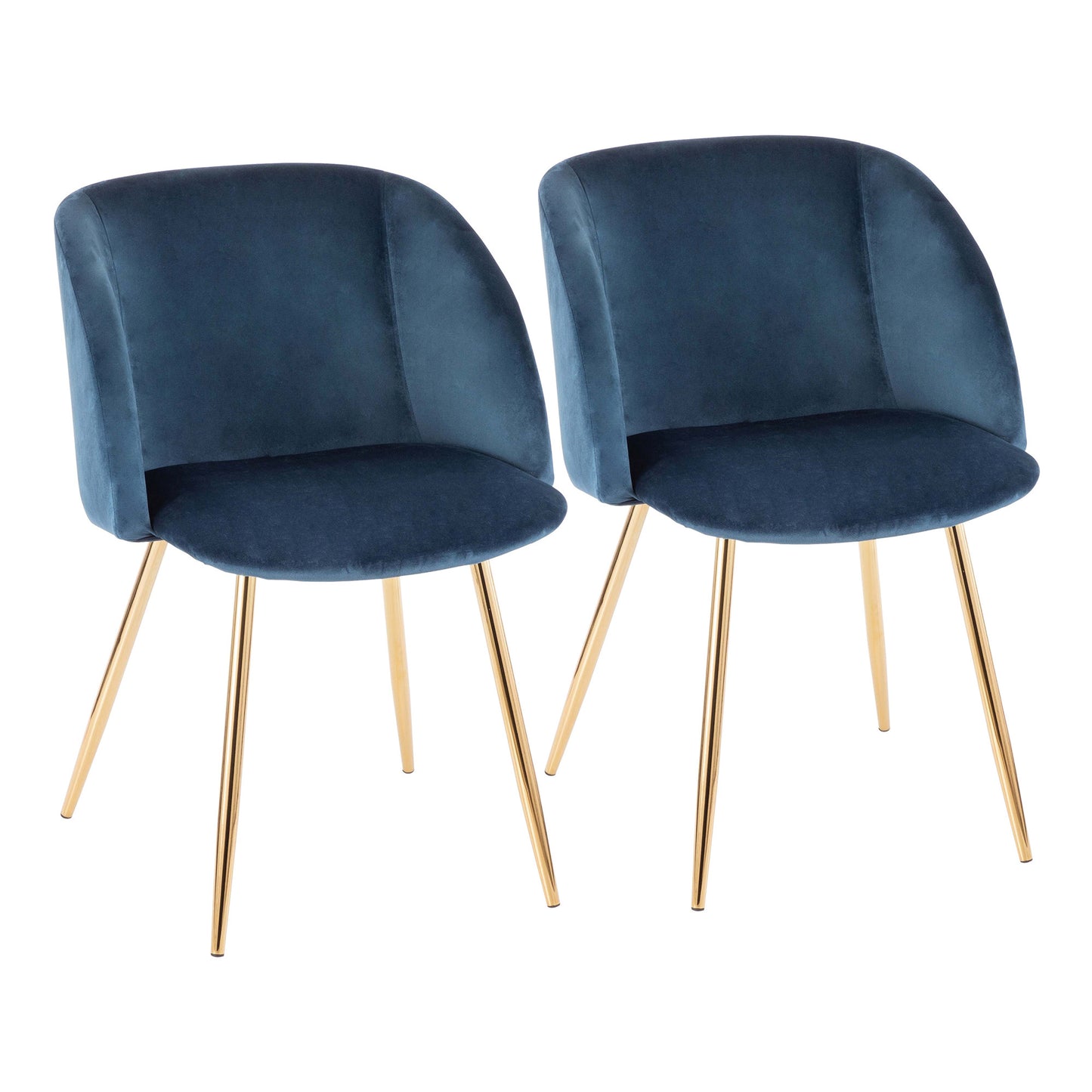 Fran Contemporary Chair in Gold Metal and Black Velvet   - Set of 2