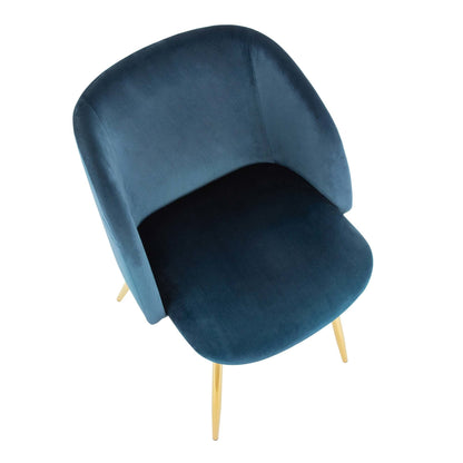 Fran Contemporary Chair in Gold Metal and Black Velvet   - Set of 2