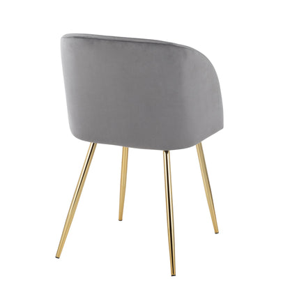 Fran Contemporary Chair in Gold Metal and Black Velvet   - Set of 2