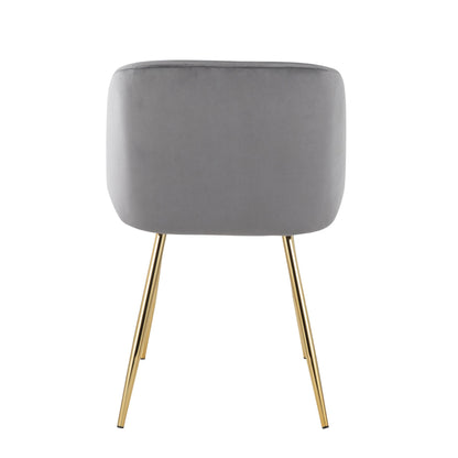 Fran Contemporary Chair in Gold Metal and Black Velvet   - Set of 2