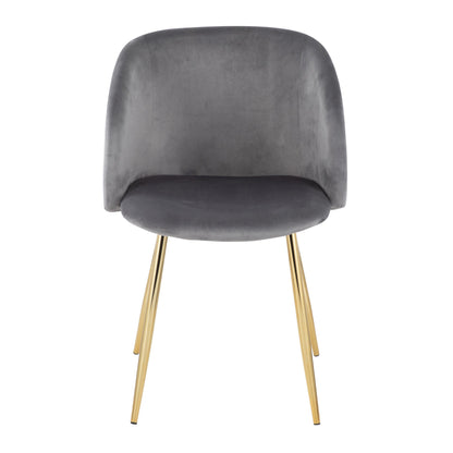Fran Contemporary Chair in Gold Metal and Black Velvet   - Set of 2