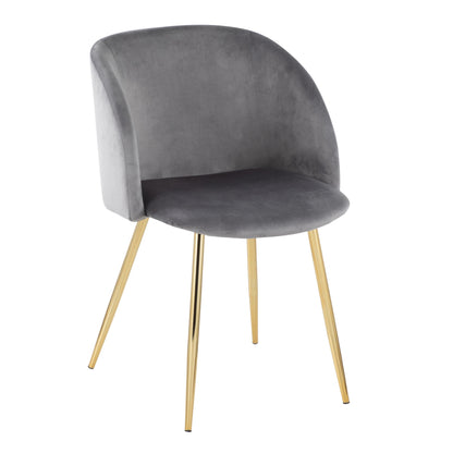 Fran Contemporary Chair in Gold Metal and Black Velvet   - Set of 2