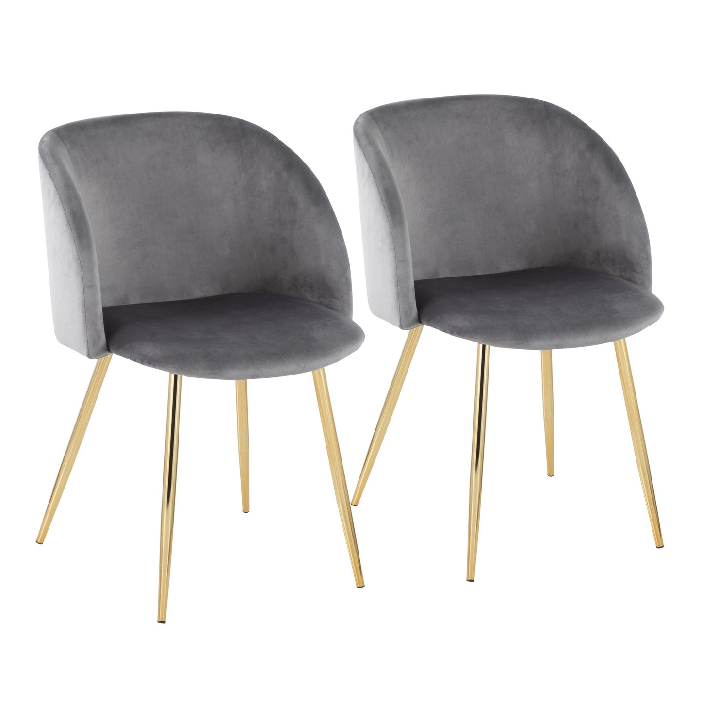 Fran Contemporary Chair in Gold Metal and Black Velvet   - Set of 2